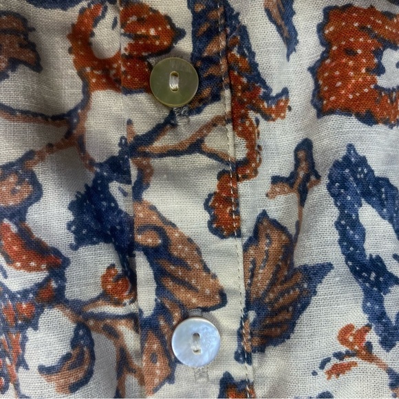 Faherty Linen Floral Blouse Long Sleeve Peasant Top Size S - Picture 9 of 9